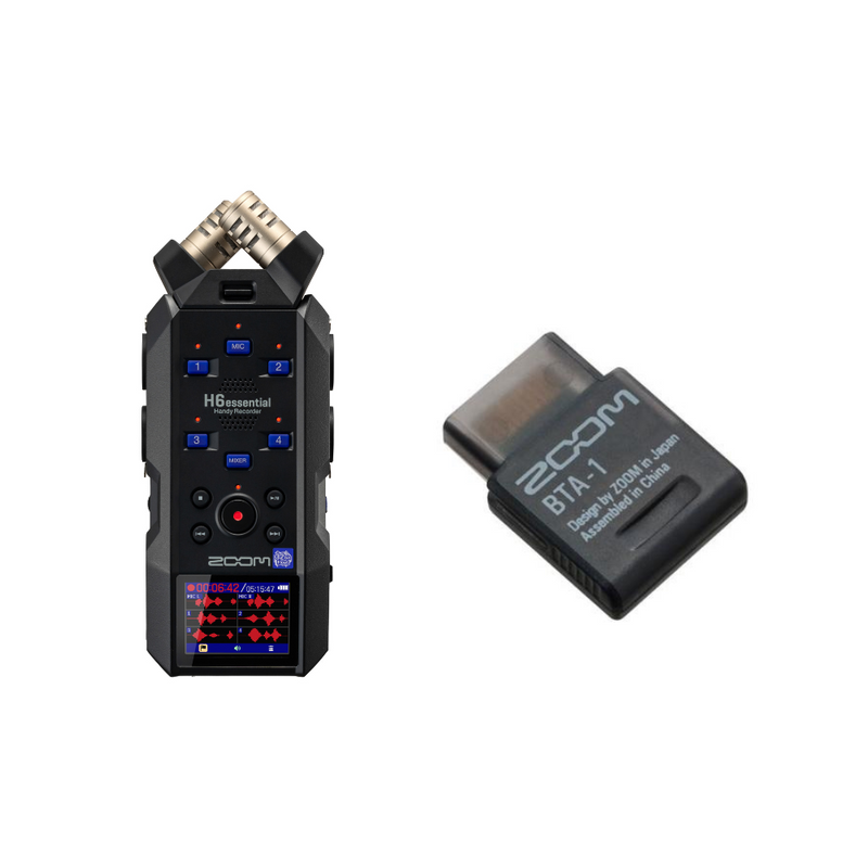 Zoom H6ESSENTIAL 6-Track 32-Bit Float Recording with 4 Mic/Line Inputs with XLR/TRS Combo Connectors + FREE Zoom BTA-1 Bluetooth Adaptor (BUNDLE)