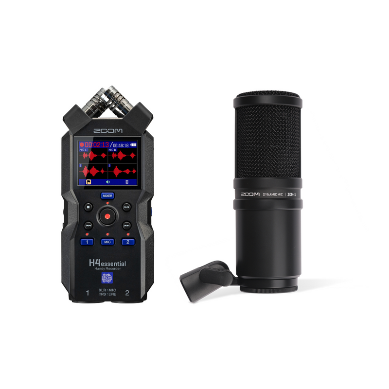 Zoom H4ESSENTIAL 4-Track 32-Bit Float Recorder With Built-In XY Mic System + FREE Zoom ZDM-1 Dynamic Microphone (BUNDLE)