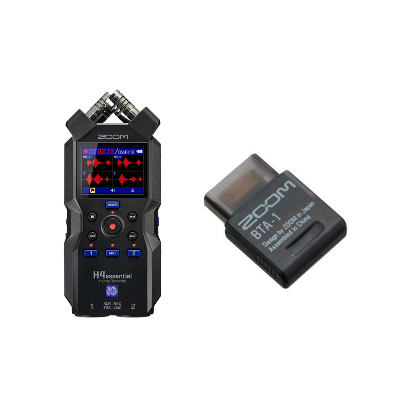 Zoom H4ESSENTIAL 4-Track 32-Bit Float Recorder With Built-In XY Mic System + FREE Zoom BTA-1 Bluetooth Adaptor (BUNDLE)