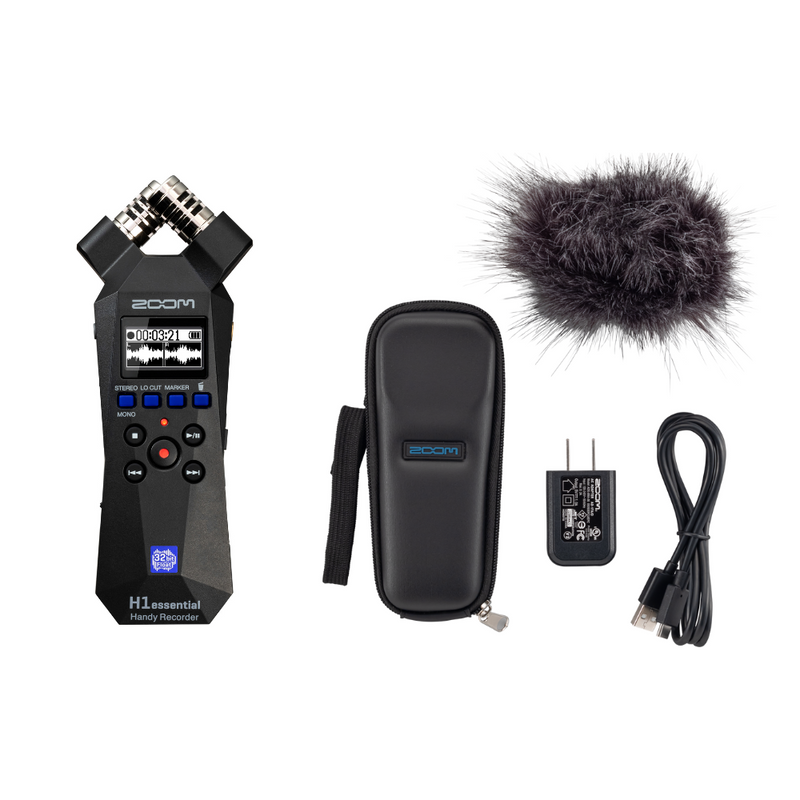 Zoom H1ESSENTIAL 32-Bit Float Stereo Recorder with Built-In XY Microphones + FREE Zoom APH-1E H4essential Accessory Pack (BUNDLE)