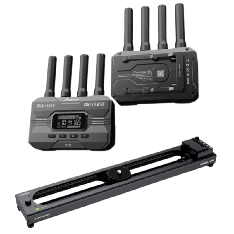 Accsoon CINEVIEW HE Multi-Spectrum HDMI Wireless Video Transmission System + TOPRIG S60 Motorized Camera Slider (BUNDLE)