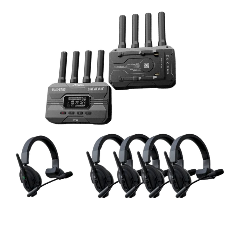 ACSTOON CINEVIEW HE SYSTÈME DE TRANSMISSION VIDÉO sans fil HDMI multi-spectre + Kit de casque d'interphone COMO 1H4R (Bundle)