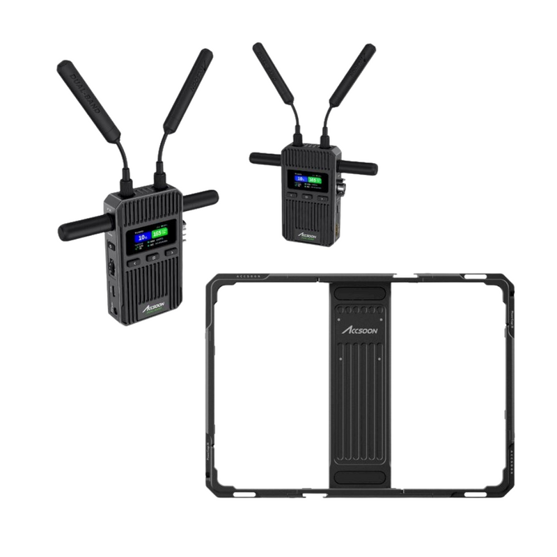 Accsoon CINEVIEW 2 SDI SDI/HDMI Wireless Video Transmitter/Receiver Kit + POWERCAGE II Adjustable IPad Cage (BUNDLE)