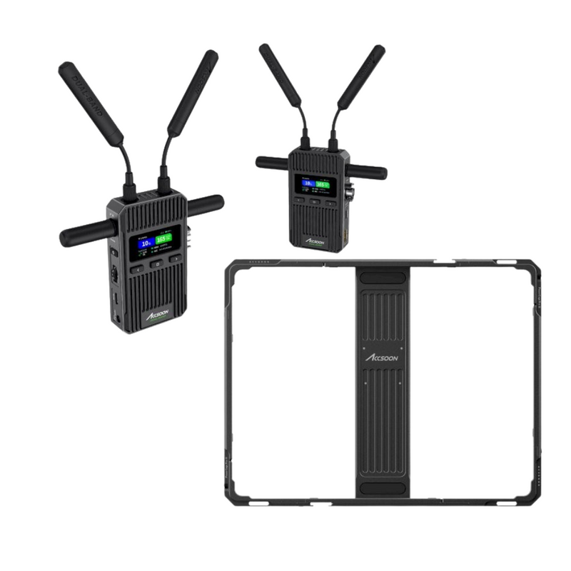 ACSSOON CINEVIEW 2 SDI SDI / HDMI Transmetteur vidéo sans fil / Kit de récepteur + IPAD Cage réglable PowerCage Pro II pour les appareils de 12,9 "(bundle)