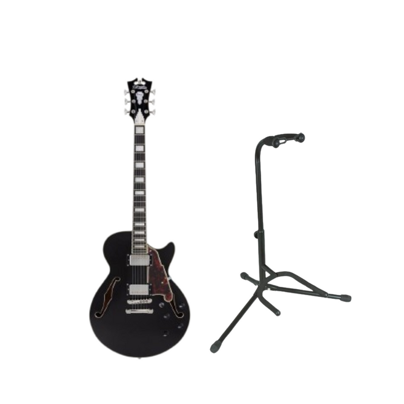 D'Angelico PREMIER SS Series Semi Hollow-Body Electric Guitar (Black Flake) + FREE On-Stage XCG-4 Classic Guitar Stand (BUNDLE)