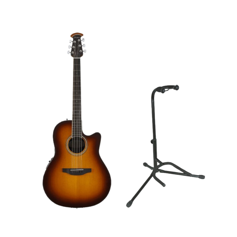 OVation CS24-1 Celebrity Standard Series Guitar acoustique-électrique (Sunburst) + Stand de guitare classique XCG-4 gratuite (bundle)