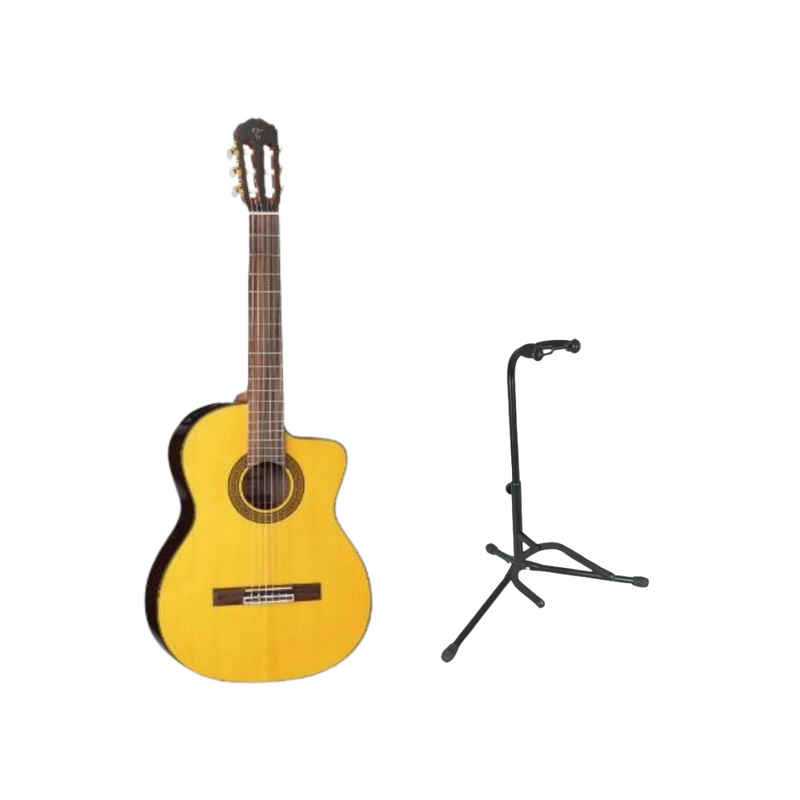 Takamine GC5CE-NAT Classical Acoustic Electric Guitar (Natural) + FREE On-Stage XCG-4 Classic Guitar Stand (BUNDLE)