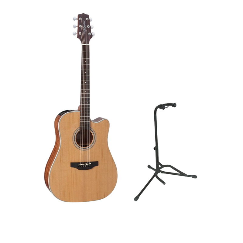 Takamine GD20CE-NS Dreadnought Cutaway Acoustic Electric Guitar (Natural Satin) + FREE On-Stage XCG-4 Classic Guitar Stand (BUNDLE)