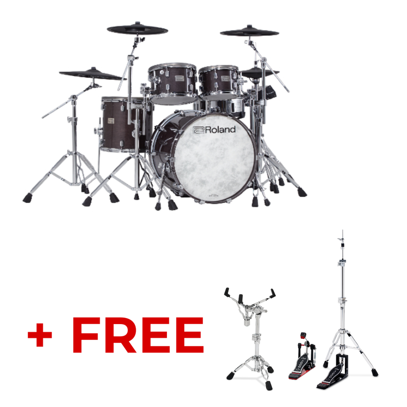 Roland VAD706-GE V-Drums Electronic Drum Kit (Gloss Ebony) + FREE RDW5K-3P Drum Hardware (BUNDLE)
