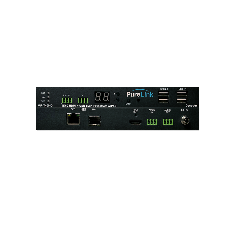 Décodeur PureLink VIP-T400-D 4K60 HDMI et USB/KM CAT et fibre AV sur IP
