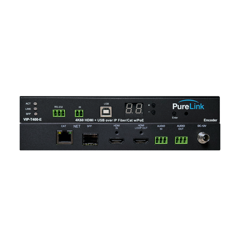 PureLink VIP-EXT-T400-1 Solution d'extension AV sur IP avec HDMI 4K60 et USB/KM CAT et fibre – Conforme TAA