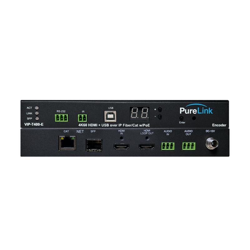 Encodeur PureLink VIP-T400-E 4K60 HDMI et USB/KM CAT et fibre AV sur IP