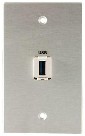 Covid W1146F-CA Keystone USB-3-AA Right Angled Wall Plate (Clear Anodized)