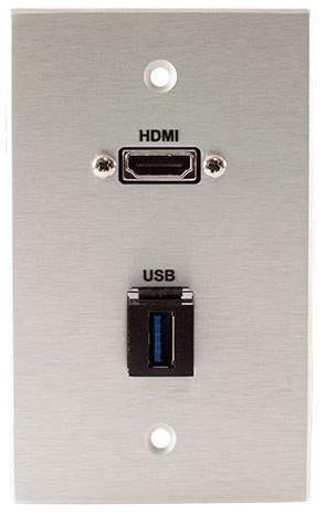 Covid W1231M-CA HDMI Pigtail et Keystone USB-3-AA Plaque murale (anodisé clair)