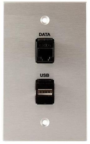 Covid W1236F-CA RJ45-CAT6 and Keystone USB-2-AA Wall Plate (Clear Anodized)