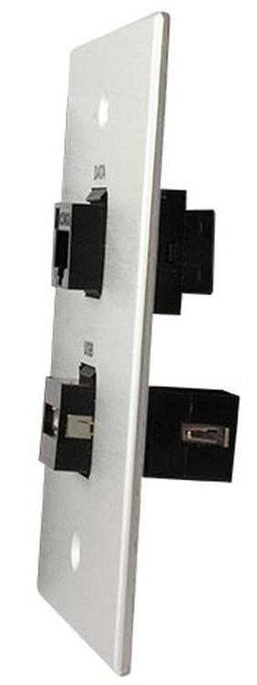 Covid W1236F-CA RJ45-CAT6 et plaque murale Keystone USB-2-AA (Clear Anodisé)