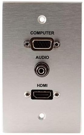 Covid W13125F-CA VGA femelle, entrée audio et plaque murale d'entrée féminine HDMI (clear anodisé)