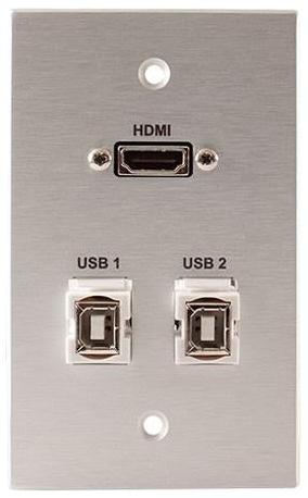 Covid W1332M-CA HDMI Pigtail and 2 Keystone USB-2-BA (Clear Anodized)