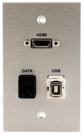 Covid W1333M-CA HDMI Pigtail, RJ45-CAT6 and USB-2-BA Wall Plate (Clear Anodized)