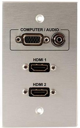 Covid W1400F-CA VGA, Audio Input and 2 HDMI Female Wall Plate (Clear Anodized)