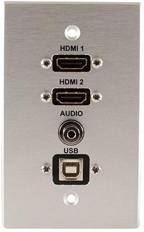 Covid W1403F-CA 2 HDMI Female, USB BA and Audio Input Wall Plate (Clear Anodized)