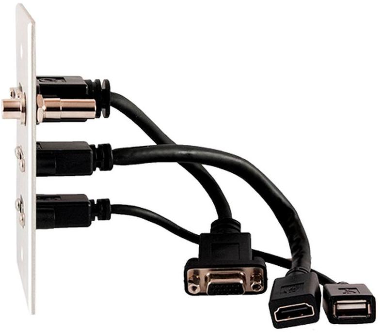 Covid W1406M-CA VGA PT, queue de cochon HDMI, une entrée audio et une plaque murale USB AA (anodisé transparent)