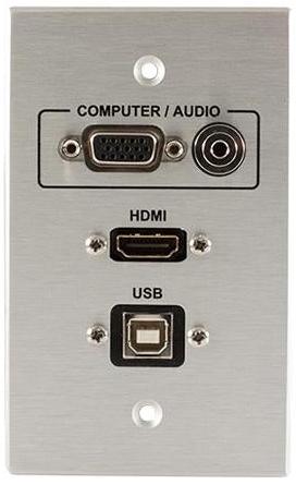 Covid W1408F-CA VGA, HDMI Female, Audio Input and USB BA Wall Plate (Clear Anodized)