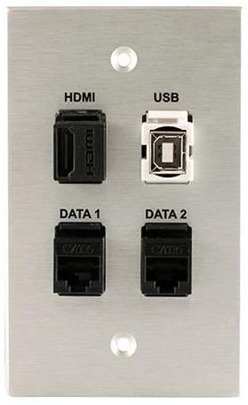 Covid W1409F-CA Key HDMI, USB 2.0 BA et (2) Plaque murale RJ45-CAT6 (anodisé transparent)