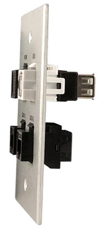 Covid W1409F-CA Key HDMI, USB 2.0 BA et (2) Plaque murale RJ45-CAT6 (anodisé transparent)