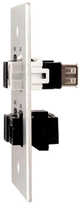 W1410F-CA (2) HDMI Key, USB 2.0 BA and RJ45-CAT6 Wall Plate (Clear Anodized)