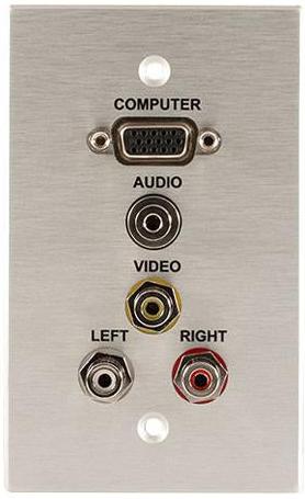 Covid W1500F-CA VGA, Audio Input and 3 RCA YRW Wall Plate (Clear Anodized)