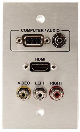 Covid W1625F-CA VGA, Audio Input, HDMI and 3 RCA Wall Plate (Clear Anodized)