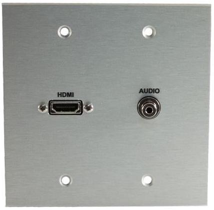 Covid W2201M-CA HDMI Pigtail Female and Audio Input Wall Plate (Clear Anodized)