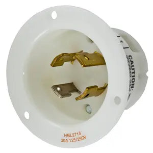 Hubbell HBL2715 Male 125-250V/30A Twist-Lock 4-Wire Flanged Inlet