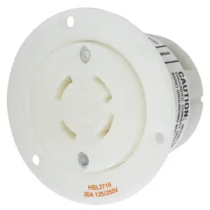 Hubbell HBL2716 Female 125-250V/30A Twist-Lock 4-Wire Flanged Outlet