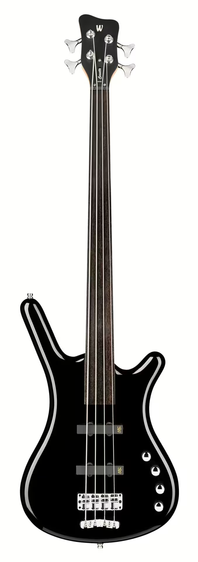 Warwick RockBass CORVETTE BASIC Medium Scale Fretless Electric Bass Guitar (Solid Black High Polish)
