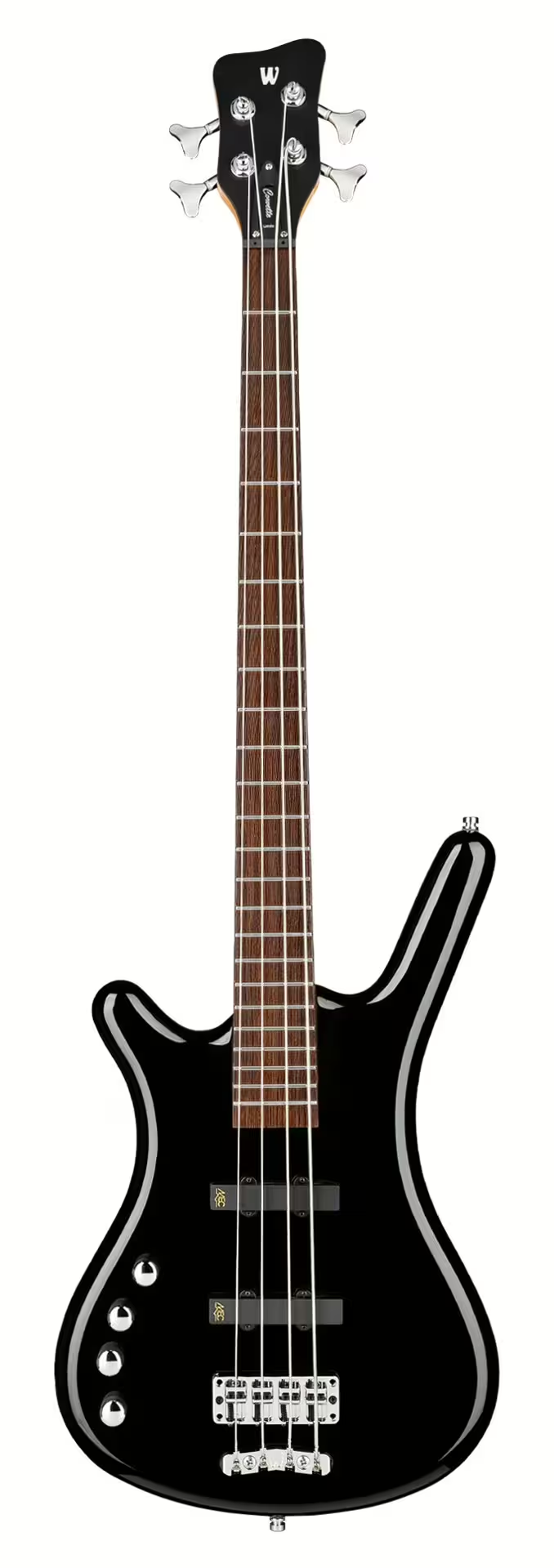 Warwick RockBass CORVETTE BASIC Left-Handed Medium Scale Electric Bass Guitar (Solid Black High Polish)