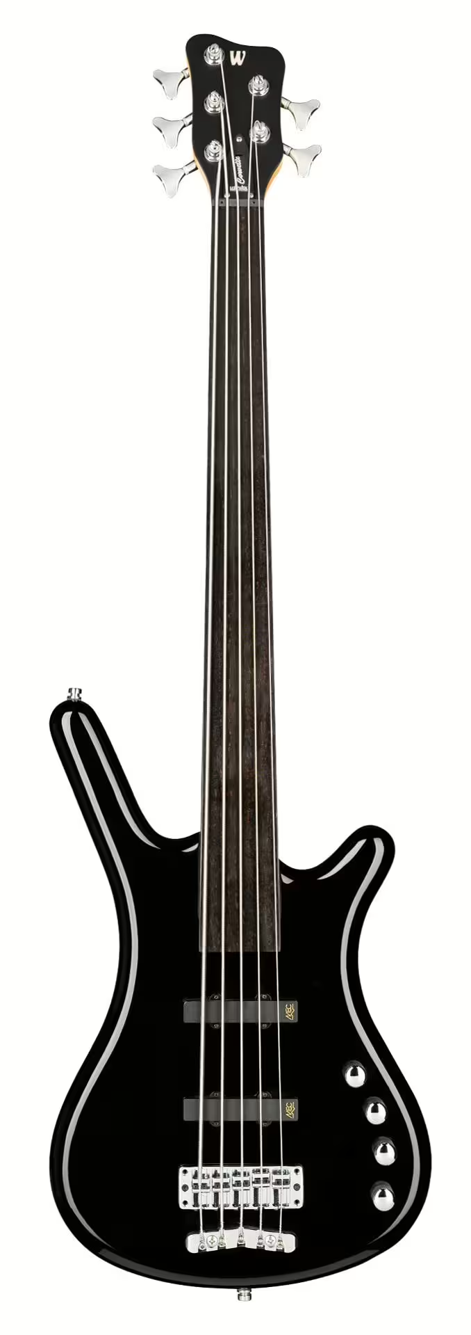 Warwick RockBass CORVETTE BASIC Medium Scale 5-String Fretless Electric Bass Guitar (Solid Black High Polish)