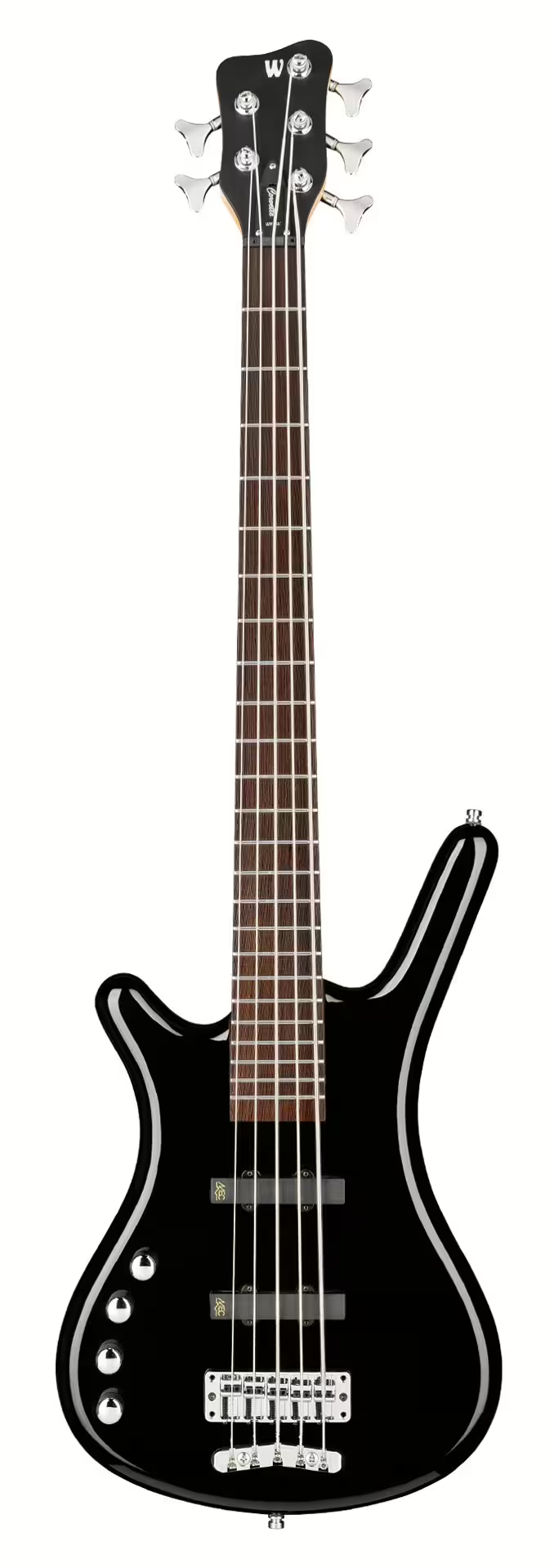 Warwick RockBass CORVETTE BASIC Left-Handed Medium Scale 5-String Electric Bass Guitar (Solid Black High Polish)