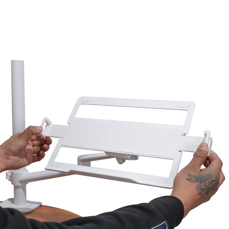 ProX X-FLEXARM WH Adjustable Arm Mount Mount Stand For 12-17" Laptop,VESA 75X75 and 100X100 fit 17-32" Monitor (White)