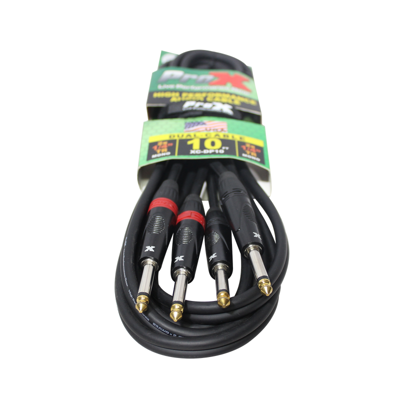 ProX XC-DP10 Unbalanced Dual 1/4" TS to Dual 1/4" TS High Performance Audio Cable - 10 Ft.