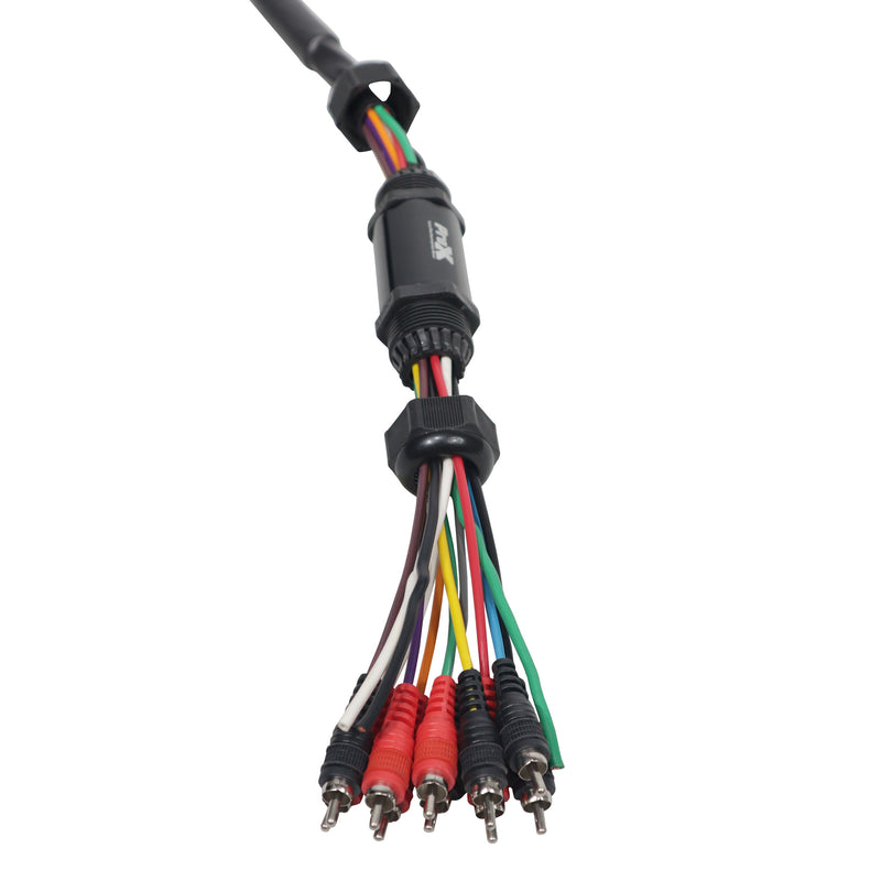 ProX XC-MEDOOZA50 50' ft 10 RCA Channel + 3 Power Cable for Marine and Car Audio - Medusa Style Cable