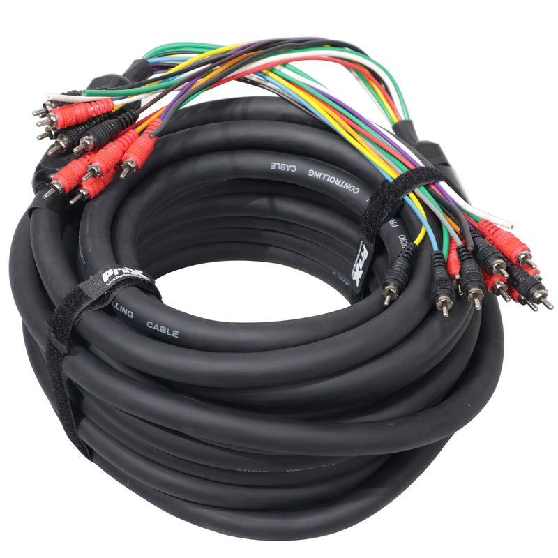 ProX XC-MEDOOZA75 75' ft 10 RCA Channel + 3 Power Cable for Marine and Car Audio - Medusa Style Cable