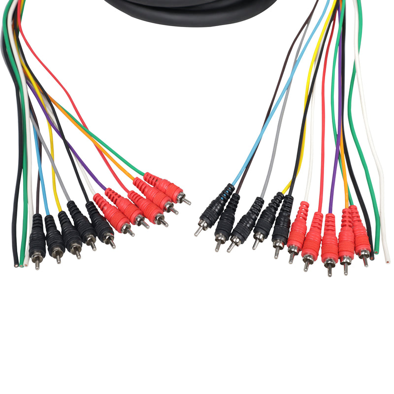 ProX XC-MEDOOZA50 15,2 m 10 canaux RCA + 3 câbles d'alimentation pour audio marin et voiture – Câble style Medusa