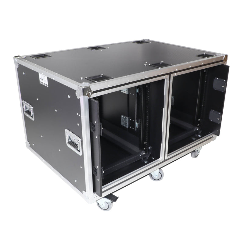 ProX XS-2X12USLAM24 Rack to Rack Shock Mount Case for Mixers with Caster Wheels