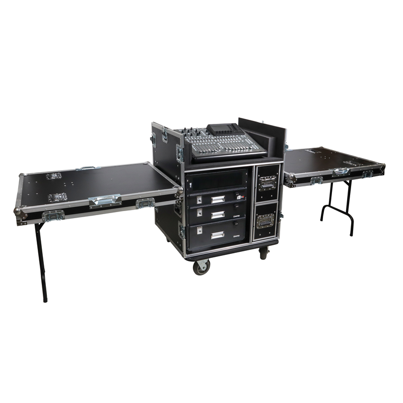 Prox XS-Branco12U2DW Branco ATA Flight Style FOH Mélange Console Console 12U Rack de choc 2 TABLEAUX 2 TABLES SOURCES ET 4 COUTALLES DE VERROUILLAGE