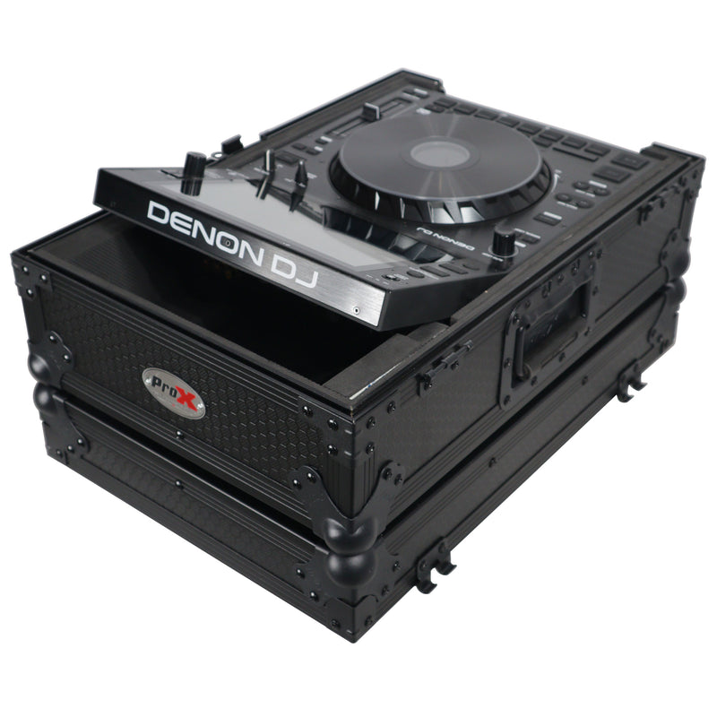 Prox XS-CDBL Large Format CD-Media Player Flight Case (Black on Black)
