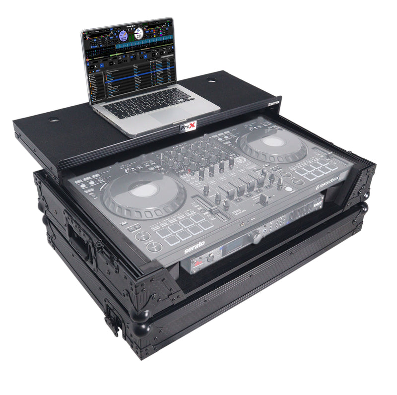 ProX XS-DDJFLX10WLTBLLED ATA Flight Style Road Case pour contrôleur DJ Pioneer DDJ-FLX10 avec étagère pour ordinateur portable