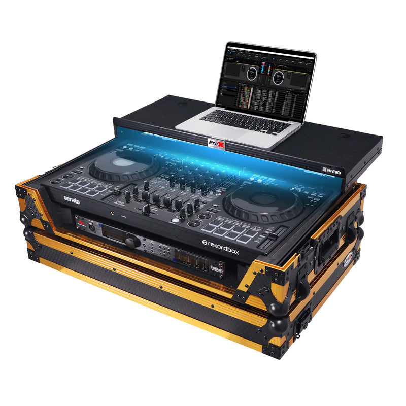 ProX XS-DDJFLX10WLT FGLD LED Flight Style Road Case For Pioneer DDJ-FL