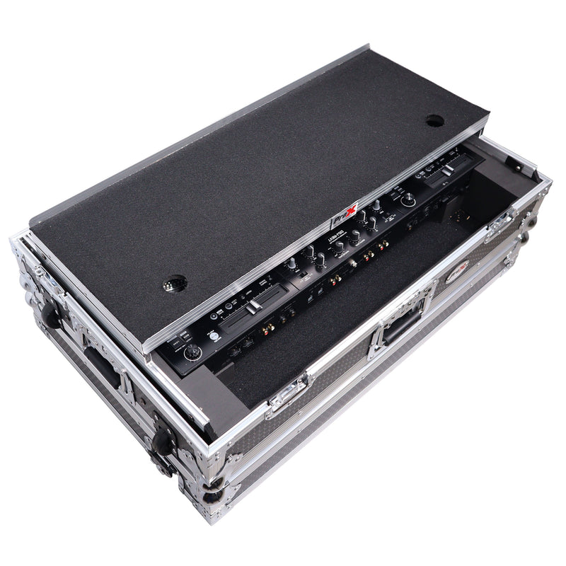 Étui ProX XS-DDJREV7 WLT pour contrôleur DJ Pioneer DDJ-REV7 avec roulettes pour ordinateur portable et espace rack 1U